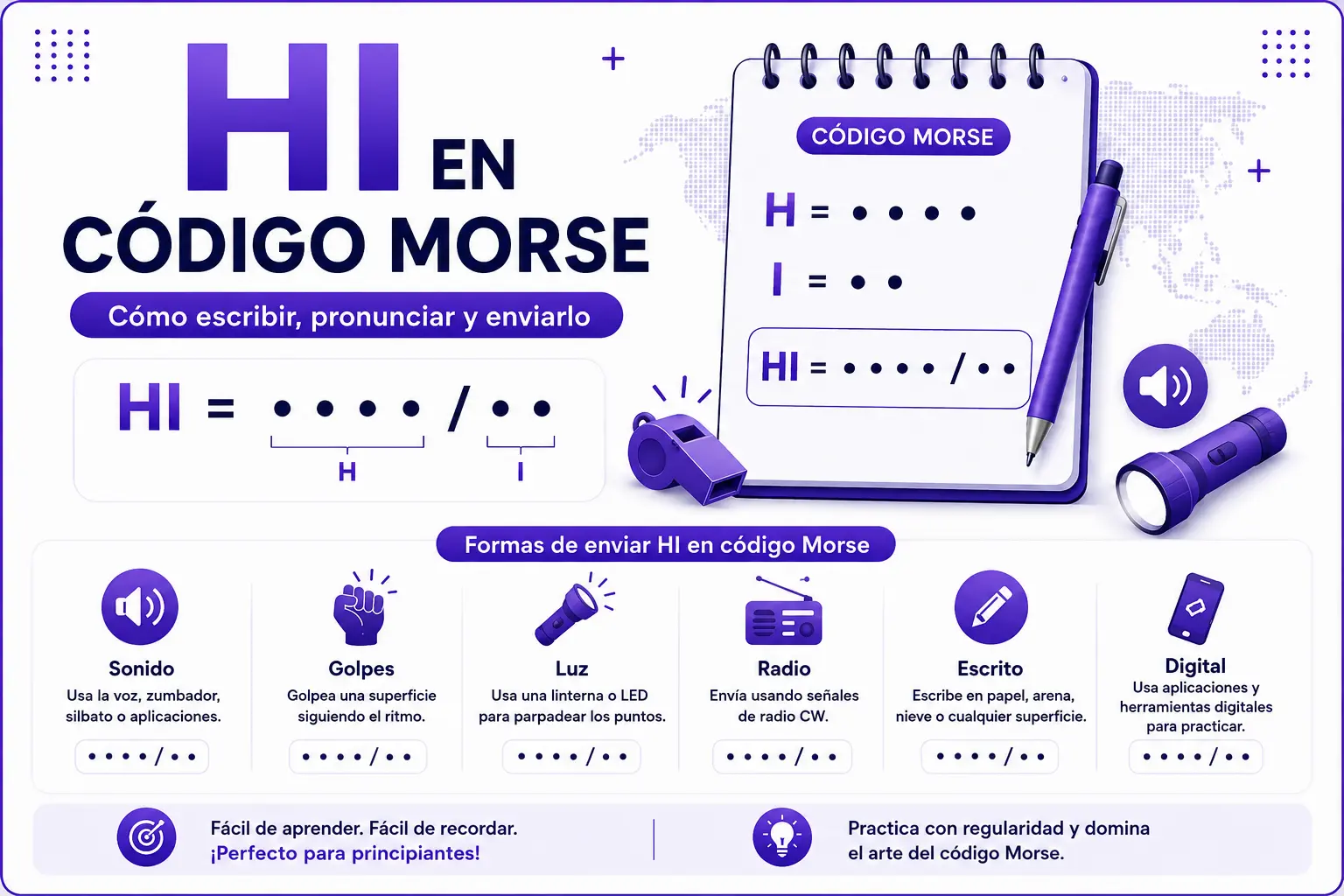 Hi en código Morse: cómo escribirlo, pronunciarlo y enviarlo